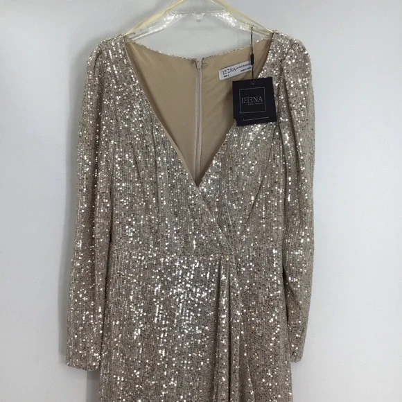 IEENA /MAC DUGGAL NWT Sequin Stretch Wrap Maxi Gown Formal Wedding Party Size 8 - Picture 4 of 14